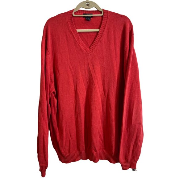 Vtg Brooks Brothers 346 Sweater Mens Salmon Red Cotton V Neck Pullover Size XL - Picture 1 of 9